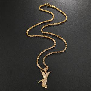 Joyería Vintage, Nuevos Diseños, Collar con Colgante de Ángel con Pistola, Estilo Hip Hop, con Incrustaciones de Moissanita, para Hombre, Religioso, Brillante - Product Image 4