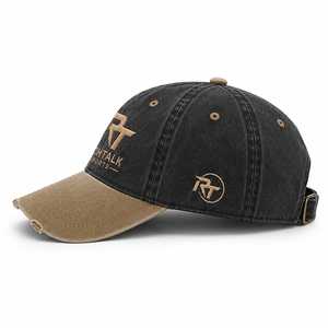 Gorra de Béisbol Bordada con Letras, Lavada, Negra y Marrón, Unisex, Casual, Ajustable, de Algodón - Product Image 3