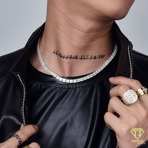 Collier tennis de luxe entièrement serti de pierres avec maillons rectangulaires, bijoux de mode hip-hop pour hommes et femmes, pour les acheteurs en gros - Product Image 3