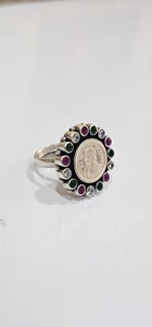 Bague de cocktail multi-pierres artisanale en argent 925, style reine Victoria, pour fiançailles et mariage, bijou naturel pour femme, cadeau - Product Image 2