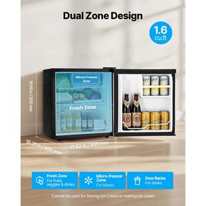 Mini Frigorifero a Porta Singola da 1,6 Cu.Ft ad Alta Efficienza Energetica con Temperatura Regolabile e Ripiano in Metallo, Frigorifero Compatto - Product Image 2