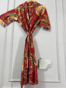 Bata Kimono de Algodón con Estampado Floral, Cuello en V, Secado Rápido, Manga Larga, Ligera, para Primavera, Ideal para Damas de Honor - Product Image 3