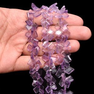 AAA Amethyst 6x8mm-7x10mm Faceted Nugget Bead Natural Brazilian Amethyst Gemstone <b>Step</b> Cut Fancy Tumbled Bead For Jewelry Making - Product Image 3