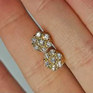 Moissanite Round Cut Diamond Flower Stud <b>Earrings</b> 925 Sterling <b>Silver</b> With Gold Plated Flower Stud For <b>Wedding</b> Parties Gift - Product Image 4