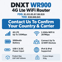 Router Wifi 4G LTE DNXT Cat4 2.4GHz 300Mbps 1WAN/3LAN dengan Modem USB 5000mAh untuk Penggunaan Kantor
