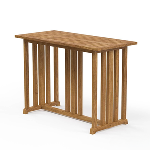 Ensemble de table de bar en teck avec chaises à dossier à lattes rectangulaires, style rustique moderne, meubles de bar d'extérieur pour la maison, durables et résistants à l'eau - Product Image 6