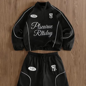 Customized Printed Polyester/Cotton Men's Autumn Casual Tracksuit Reflective Jogger Sportswear <b>Set</b> Breathable Custom Embroidered - Product Image 2