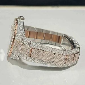 Splendide montre en moissanite pour homme, analogique à quartz, boîtier de luxe, chiffres romains, fermoir caché, 28 mm, verre saphir, mouvement ETA, étanche 10 m - Product Image 4