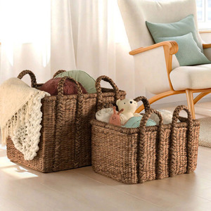 Panier de rangement en jacinthe d'eau tressé à la main, bon prix, paniers organisateurs pour comptoir de cuisine - Product Image 3