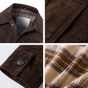 Hot Selling Autumn Winter <b>Mens</b> Slim Fit Suede <b>Leather</b> <b>Jackets</b> Customized Design Classic Real <b>Leather</b> <b>Jackets</b> - Product Image 6