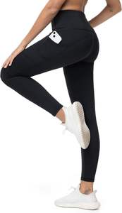 กางเกงโยคะเอวกลางคุณภาพสูงสำหรับผู้หญิง เนื้อผ้านุ่ม กระชับหน้าท้อง เหมาะสำหรับออกกำลังกาย ผลิตจากผ้าฝ้าย/ใยไผ่ ความยาวระดับเข่า มีกระเป๋าลึก - Product Image 2