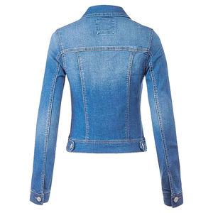 Veste en jean bleu en coton pour femme, personnalisable, réversible, de haute qualité, pour l'extérieur, finition vintage délavée - Product Image 2