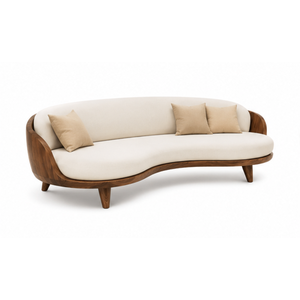 Sofá de Madera de Teca Sólida Curvada de Lujo y Duradera, de Una Plaza, Muebles Modernos para Sala de Estar, Tapizado, de Diseño, para Hotel, Villa o Apartamento - Product Image 2