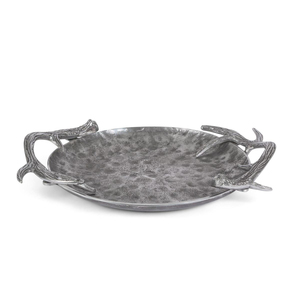Bandeja de Servicio de Lujo de Aluminio Fundido con Diseño de Cuerno de Ciervo, Acabado Plateado Antiguo, para Hoteles y Restaurantes - Product Image 2