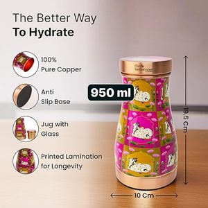 The Betterhome Copper Vacuum Flask With Cartoon Dog Pattern Pink And Gold Design For <b>Drinking</b> Water Insulated <b>Bottle</b> - Product Image 3