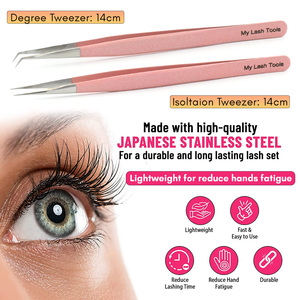 Pince à épiler professionnelle pour artiste en cils, à pointe en fibre, pour isolation, courbée et droite, outil pour cils - Product Image 6