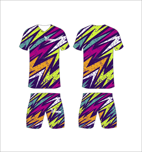 Conjunto de Uniforme de Fútbol Sublimado Personalizado, Patrón Gráfico Multicolor, Transpirable, de Secado Rápido, Camiseta de Fútbol para Equipo, Pantalones Cortos, para Hombres y Niños - Product Image 1