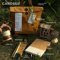 Ensemble cadeau d'entreprise durable CARDSILK pour la promotion commerciale et les clients VIP avec carnet écologique, crayon, tasse à café, style naturel