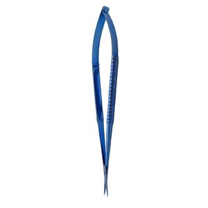 Ciseaux à cils micro-précision professionnels à pointe incurvée en acier inoxydable de qualité supérieure avec revêtement au plasma bleu - Product Image 5