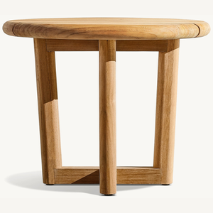 Modern Round Teak Coffee <b>Table</b> with Durable Eco-Friendly Wood for Terrace or Living Room Use - Product Image 5