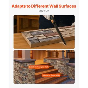 Pannelli Murali in Finta Pietra PU ad Alta Densità 45.6 X 12.8 Facili da Tagliare, Pannello di Rivestimento in Pietra Artificiale per Decorazioni Esterne - Product Image 5
