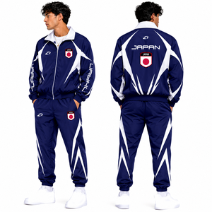 Ensemble tendance coupe-vent et jogging en nylon japonais personnalisé, veste et pantalon de survêtement OEM à marque privée pour le sport national - Product Image 1