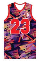Ensemble de maillots de basket-ball sublimés personnalisés, uniformes sans manches à col en V rouge pour adultes, toutes saisons, polyester à séchage rapide