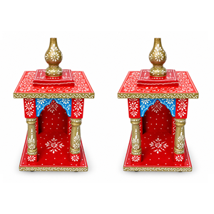 Mini Templo/Pooja Ghar Mandir de Madera Hecho a Mano, Gabinete para Oficina en Casa, Arte Ligero, Decoración para el Hogar de Diwali - Product Image 5