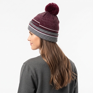 Bonnet en acrylique uni tendance, unisexe, tricoté, chaud, avec logo personnalisé, à revers, pour l'hiver - Product Image 3