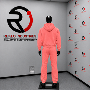 Conjunto Deportivo Personalizado de Felpa Rosa Coral para Hombre, Sudadera con Cremallera Completa y Pantalones Jogger, Ropa Deportiva Casual de Invierno, Venta al Por Mayor, Fabricante OEM - Product Image 4
