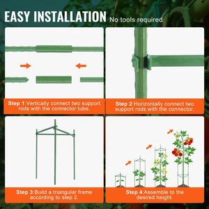 Supporti per Pomodori da 48 Pollici (122 cm) Alti, Confezione da 6, Rete da Giardino Impilabile per Piante, Traliccio per Aiuole Rialzate - Product Image 4