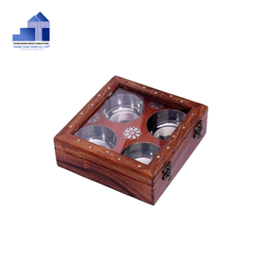Caja de Almacenamiento Moderna Ecológica de Madera con Tapa de Vidrio, Cuatro Compartimentos, Diseño Simple, Acabado Natural, para Peceras - Product Image 6
