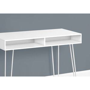 Scrivania per Computer Contemporanea Bianca da 40 Pollici per Ufficio Domestico, Configurazione Sinistra e Destra con Cassetti Portaoggetti, Laminato Bianco e Metallo - Product Image 3