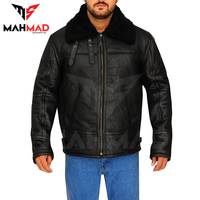 Veste bomber en cuir marron pour homme, style aviateur, doublure en fourrure véritable, style vintage, fabrication OEM personnalisée.