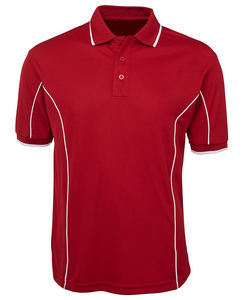 Chemise piqué tricotée rouge pour homme avec patte de boutonnage contrastante à trois boutons et passepoil latéral respirant pour le sport et le golf - Product Image 5