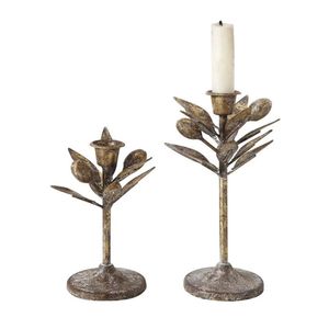 Rustic Iron Olive Branch Candle Stand Luxury Gold Metal Taper <b>Candlestick</b> Holder For Christmas Dining Table Decoration Stand - Product Image 1