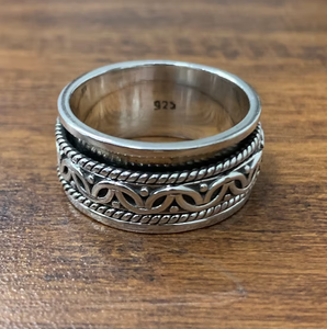 925 Sterling Silver <b>Spinner</b> Textured Wide Band <b>Ring</b> (10.2 Grams) Gift Jewelry for Unisex Daily Wear - Product Image 4