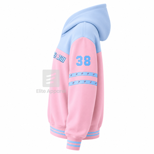 Sudadera personalizada Jack and Jill of America con logo bordado en la parte delantera, color azul cielo y rosa, manga larga, de algodón, para mujer. - Product Image 3