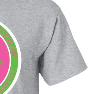 Camiseta Gráfica Bordada Personalizada en Gris Jaspeado para Mujer, Manga Corta, Cuello Redondo, Informal, con Diseño Bordado Circular - Product Image 2