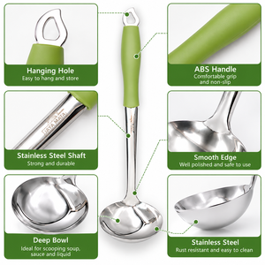 JAYA MATA JM192 Stainless Steel Cooking Ladle 12.8" Deep Bowl Soup <b>Scoop</b> with ABS Handle for Kitchen Food Serving - Product Image 5