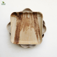 Ecologisch afbreekbare luxe, magnetronbestendige, wegwerpbaar, 9 inch vierkante dinerborden met plantenmotief, gemaakt van palmblad.