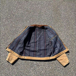 Veste de travail décontractée pour homme 2026, personnalisée, en denim vintage imprimé, avec fermeture boutonnée, col marron, résistante à la décoloration - Product Image 2