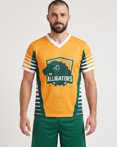 Camiseta de Voleibol para Hombre de Poliéster Transpirable de Alta Calidad, Secado Rápido, Ropa Deportiva de Equipo, Cuello en V Amarillo con Estampado Personalizado - Product Image 1