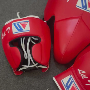 Conjuntos de Boxeo Personalizados Rojos de Cuero Genuino de Vaca, Kits de Sparring Winning, Equipo Personalizado, Set de Cuero para Protección Íntima - Product Image 2