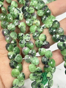 Cuentas facetadas de zoisita verde natural AAA en forma de corazón, aproximadamente 6-7 mm. Cuentas Sueltas de Piedras Preciosas de 8 Pulgadas para Joyería - Product Image 2