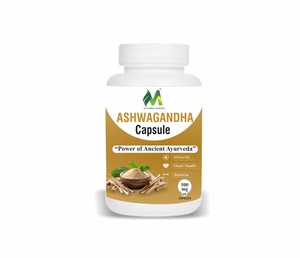 Cápsulas de Extracto de Raíz de Ashwagandha Orgánica, Extracto de Planta Herbal Withania Somnifera en Polvo, 500 mg, 60 Cápsulas, Suministro a Granel, Grado Pack - Product Image 1