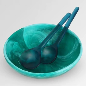 Bol de service en résine polie de qualité supérieure, écologique, avec ensemble de cuillères pour la cuisine et la salle à manger, alliant durabilité et design minimaliste - Product Image 1