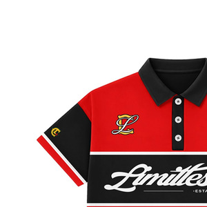 Limitless Men's Red <b>Black</b> Short Sleeve for Shirt Front Logo Print Regular Fit Formal 100% Cotton Knitted Fabric - Product Image 2