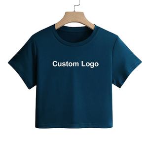 Camiseta Corta Informal Holgada para Mujer, Personalizada por Fabricantes de Ropa OEM, Tejido Grueso 100% Algodón Transpirable - Product Image 1