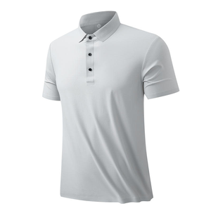 Polo de manga corta para hombre, color gris claro, 100% algodón, estilo casual, corte regular, cuello con botones, tejido. - Product Image 1